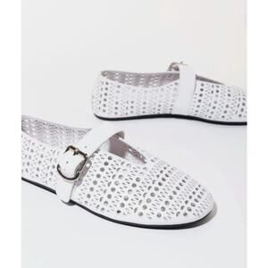 NEW Anthropologie Jeffrey Campbell Mary Jane Shelly Flats in WHITE